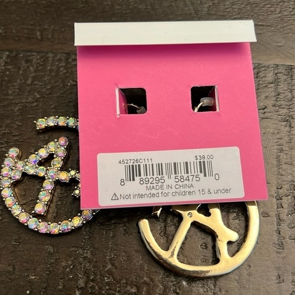 Betsey Johnson A+ Rhinestone Dangle Earrings NEW - Picture 4 of 6